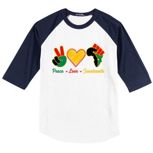 Peace Love Juneteenth Pride Black Girl Black Queen & King Baseball Sleeve Shirt