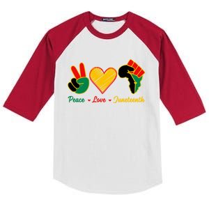 Peace Love Juneteenth Pride Black Girl Black Queen & King Kids Colorblock Raglan Jersey