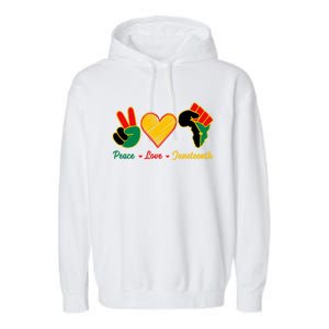 Peace Love Juneteenth Pride Black Girl Black Queen & King Garment-Dyed Fleece Hoodie