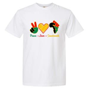 Peace Love Juneteenth Pride Black Girl Black Queen & King Garment-Dyed Heavyweight T-Shirt