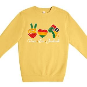 Peace Love Juneteenth Freedom Black History Independence Day Gift Premium Crewneck Sweatshirt