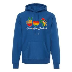 Peace Love Juneteenth Freedom Black History Independence Day Gift Premium Hoodie