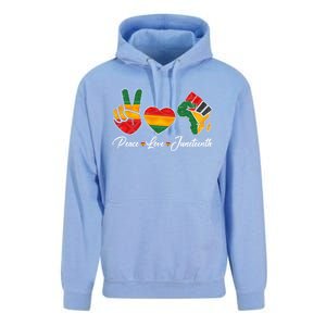 Peace Love Juneteenth Freedom Black History Independence Day Gift Unisex Surf Hoodie