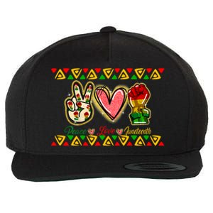 Peace Love Juneteenth Freeish Black History Black Culture Funny Gift Wool Snapback Cap