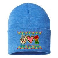 Peace Love Juneteenth Freeish Black History Black Culture Funny Gift Sustainable Knit Beanie