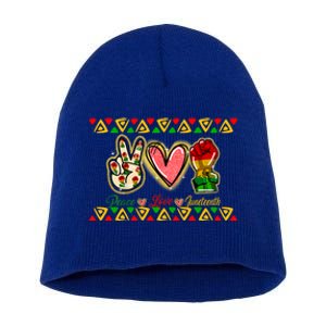 Peace Love Juneteenth Freeish Black History Black Culture Funny Gift Short Acrylic Beanie