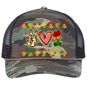 Peace Love Juneteenth Freeish Black History Black Culture Funny Gift Retro Rope Trucker Hat Cap