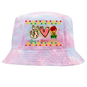 Peace Love Juneteenth Freeish Black History Black Culture Funny Gift Tie-Dyed Bucket Hat