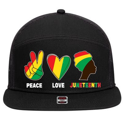 Peace Love Juneteenth 7 Panel Mesh Trucker Snapback Hat