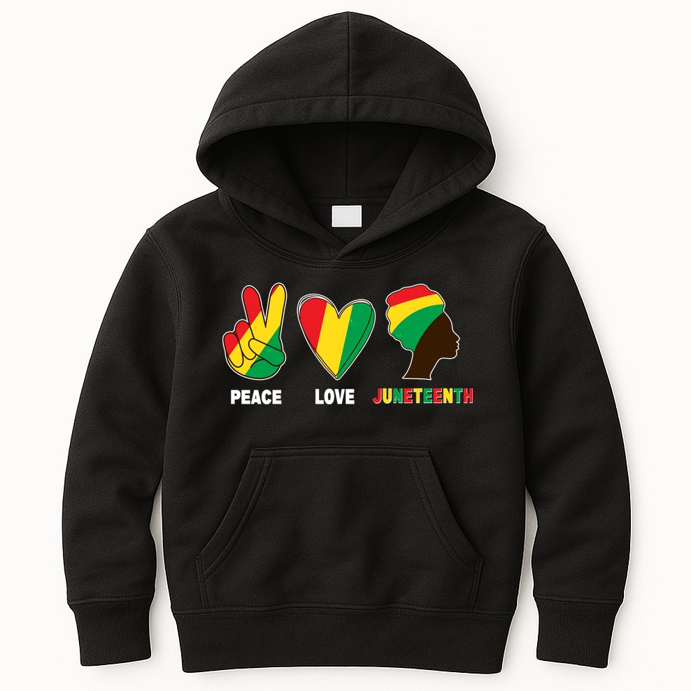 Peace Love Juneteenth Kids Hoodie