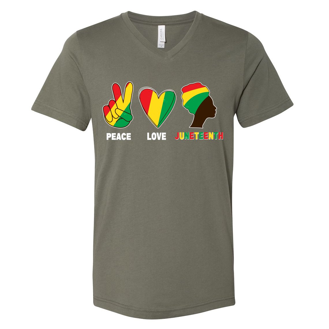 Peace Love Juneteenth V-Neck T-Shirt