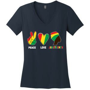 Peace Love Juneteenth Women's V-Neck T-Shirt