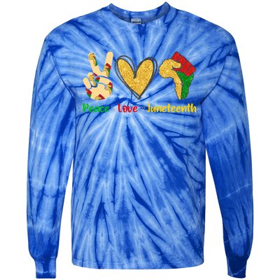 Peace Love Juneteenth Funny Black History Month Clothing Great Gift Tie-Dye Long Sleeve Shirt