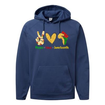 Peace Love Juneteenth Funny Black History Month Clothing Great Gift Performance Fleece Hoodie