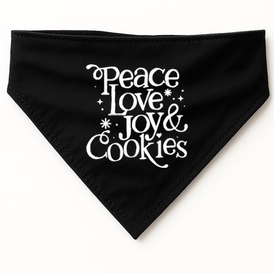 Peace Love Joy And Cookies Christmas USA-Made Doggie Bandana