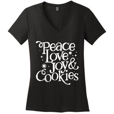 Peace Love Joy And Cookies Christmas Women's V-Neck T-Shirt