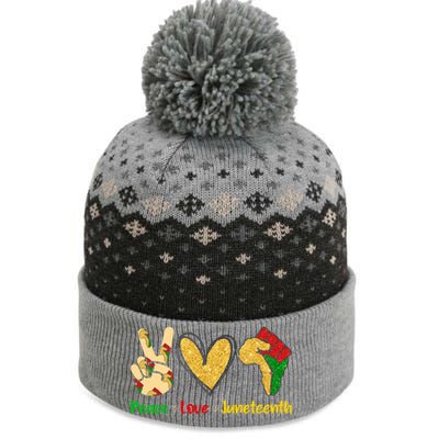 Peace Love Juneteenth Funny Black History Month Clothing Cool Gift The Baniff Cuffed Pom Beanie