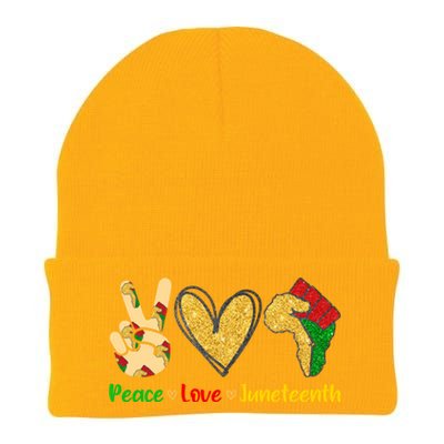 Peace Love Juneteenth Funny Black History Month Clothing Cool Gift Knit Cap Winter Beanie