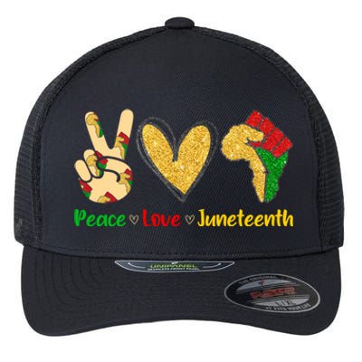 Peace Love Juneteenth Funny Black History Month Clothing Cool Gift Flexfit Unipanel Trucker Cap