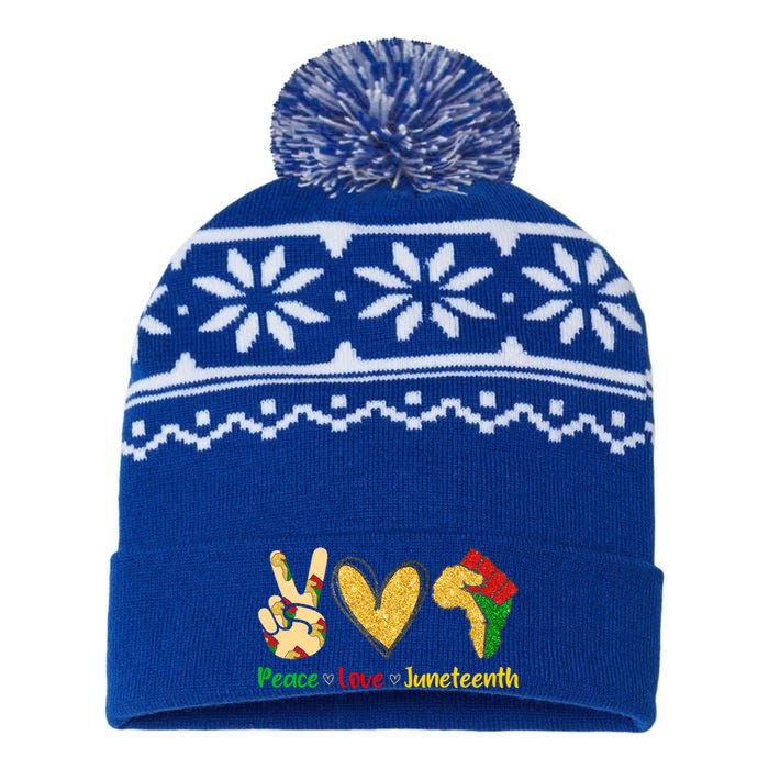 Peace Love Juneteenth Funny Black History Month Clothing Cool Gift USA-Made Snowflake Beanie