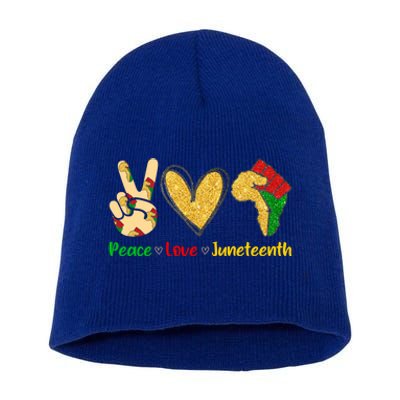 Peace Love Juneteenth Funny Black History Month Clothing Cool Gift Short Acrylic Beanie