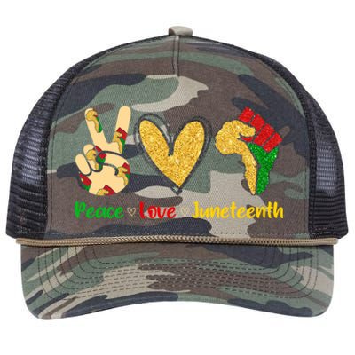 Peace Love Juneteenth Funny Black History Month Clothing Cool Gift Retro Rope Trucker Hat Cap