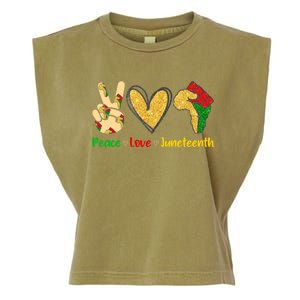 Peace Love Juneteenth Funny Black History Month Clothing Cool Gift Garment-Dyed Women's Muscle Tee