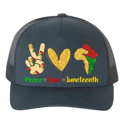 Peace Love Juneteenth Funny Black History Month Clothing Cool Gift Yupoong Adult 5-Panel Trucker Hat