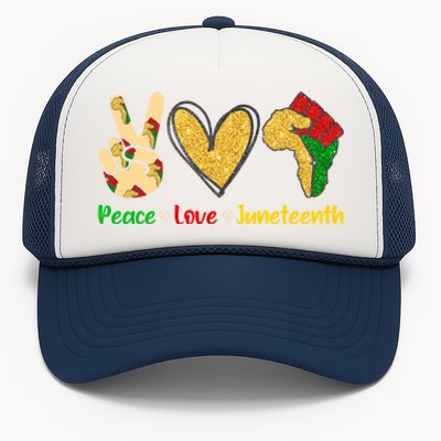 Peace Love Juneteenth Funny Black History Month Clothing Cool Gift Trucker Hat