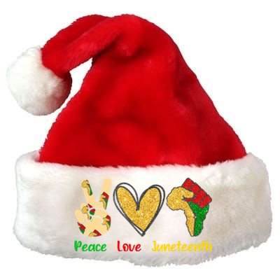 Peace Love Juneteenth Funny Black History Month Clothing Cool Gift Premium Christmas Santa Hat