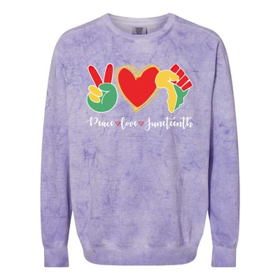 Peace Love Juneteenth Independence Day Black History Melanin Gift Colorblast Crewneck Sweatshirt