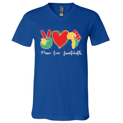 Peace Love Juneteenth Independence Day Black History Melanin Gift V-Neck T-Shirt