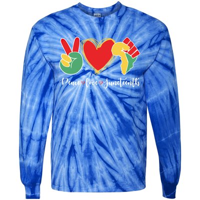 Peace Love Juneteenth Independence Day Black History Melanin Gift Tie-Dye Long Sleeve Shirt