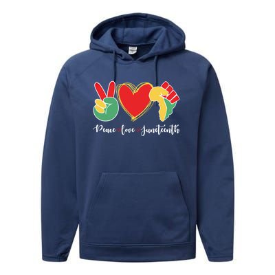 Peace Love Juneteenth Independence Day Black History Melanin Gift Performance Fleece Hoodie