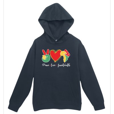 Peace Love Juneteenth Independence Day Black History Melanin Gift Urban Pullover Hoodie