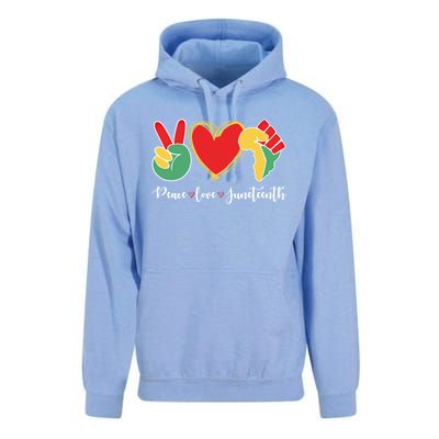 Peace Love Juneteenth Independence Day Black History Melanin Gift Unisex Surf Hoodie