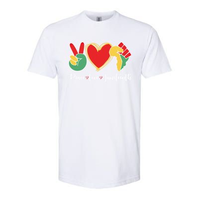 Peace Love Juneteenth Independence Day Black History Melanin Gift Softstyle CVC T-Shirt