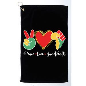 Peace Love Juneteenth Independence Day Black History Melanin Gift Platinum Collection Golf Towel