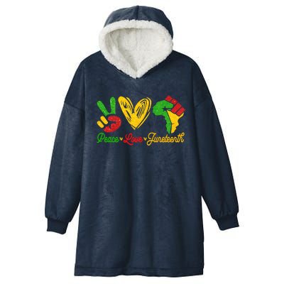 Peace Love Juneteenth Funny Black History Month Gift Hooded Wearable Blanket