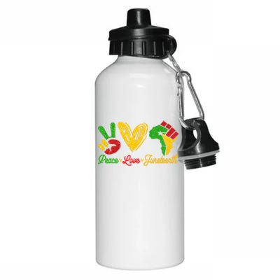 Peace Love Juneteenth Funny Black History Month Gift Aluminum Water Bottle