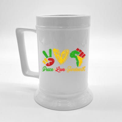 Peace Love Juneteenth Funny Black History Month Gift Beer Stein