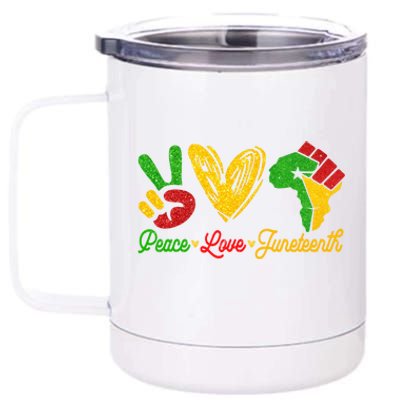 Peace Love Juneteenth Funny Black History Month Gift 12 oz Stainless Steel Tumbler Cup