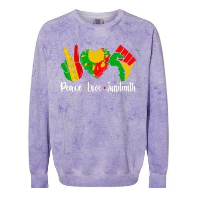 Peace Love Juneteenth Funny Black History Month Graphic Funny Gift Colorblast Crewneck Sweatshirt