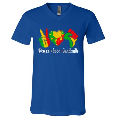 Peace Love Juneteenth Funny Black History Month Graphic Funny Gift V-Neck T-Shirt