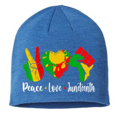 Peace Love Juneteenth Funny Black History Month Graphic Funny Gift Sustainable Beanie