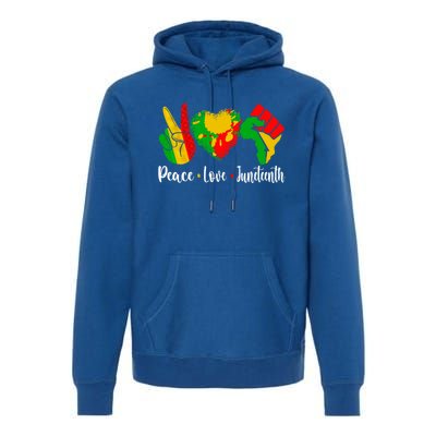 Peace Love Juneteenth Funny Black History Month Graphic Funny Gift Premium Hoodie