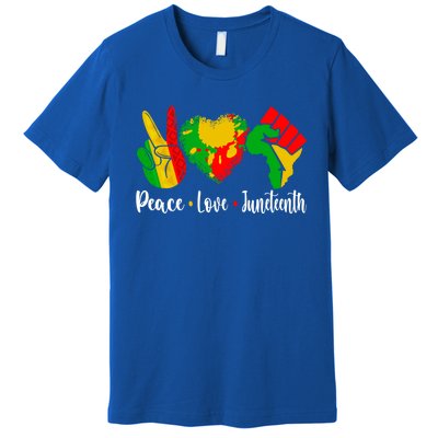 Peace Love Juneteenth Funny Black History Month Graphic Funny Gift Premium T-Shirt