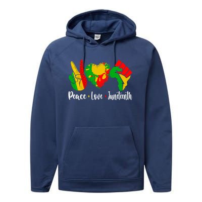 Peace Love Juneteenth Funny Black History Month Graphic Funny Gift Performance Fleece Hoodie