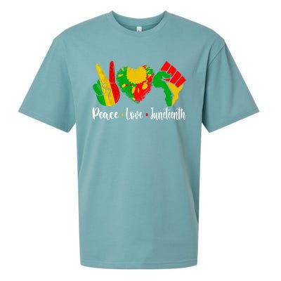 Peace Love Juneteenth Funny Black History Month Graphic Funny Gift Sueded Cloud Jersey T-Shirt