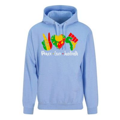 Peace Love Juneteenth Funny Black History Month Graphic Funny Gift Unisex Surf Hoodie